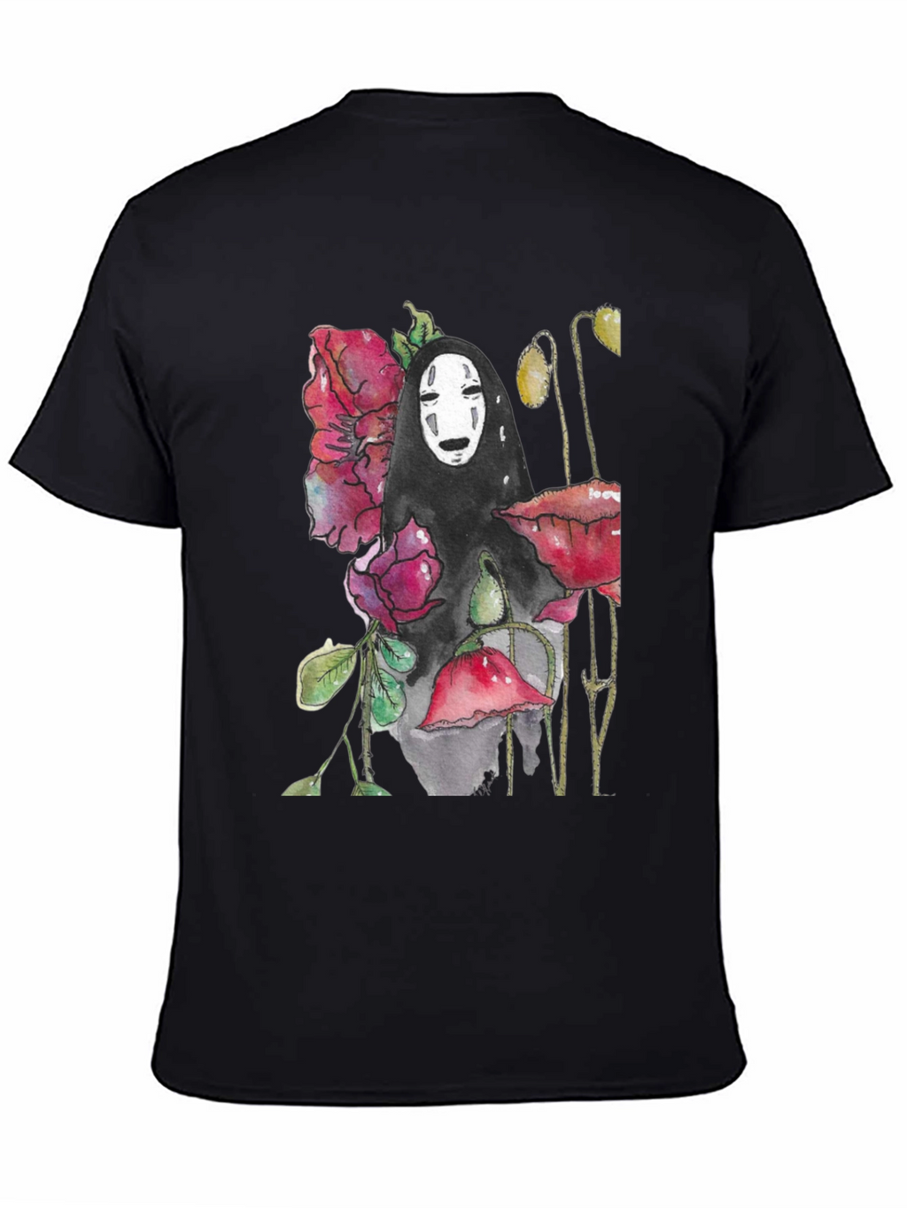No Face Spirit Floral Graphic T-Shirt