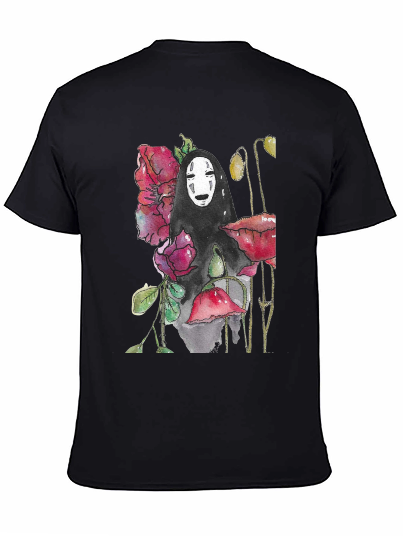 No Face Spirit Floral Graphic T-Shirt