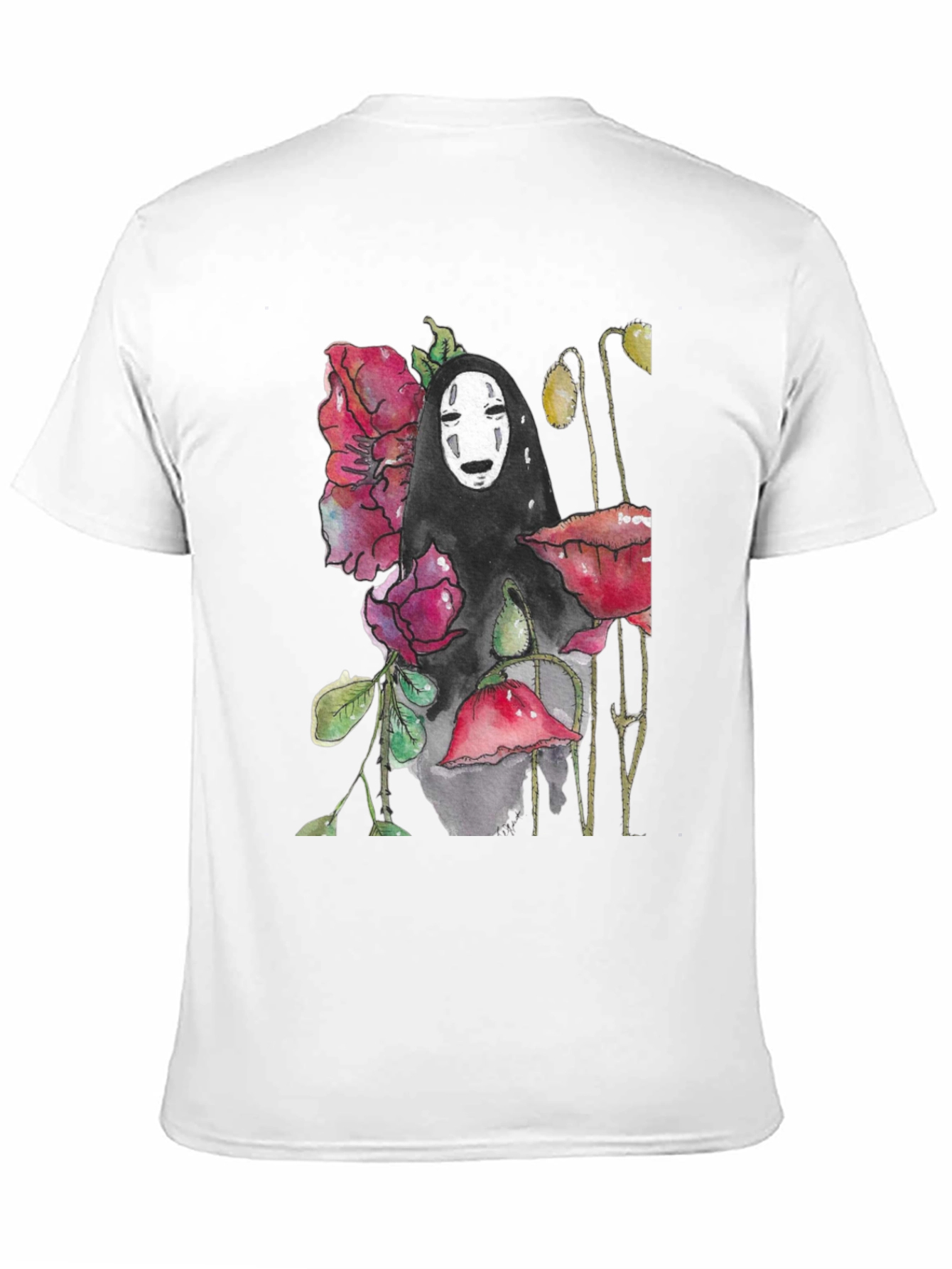 No Face Spirit Floral Graphic T-Shirt