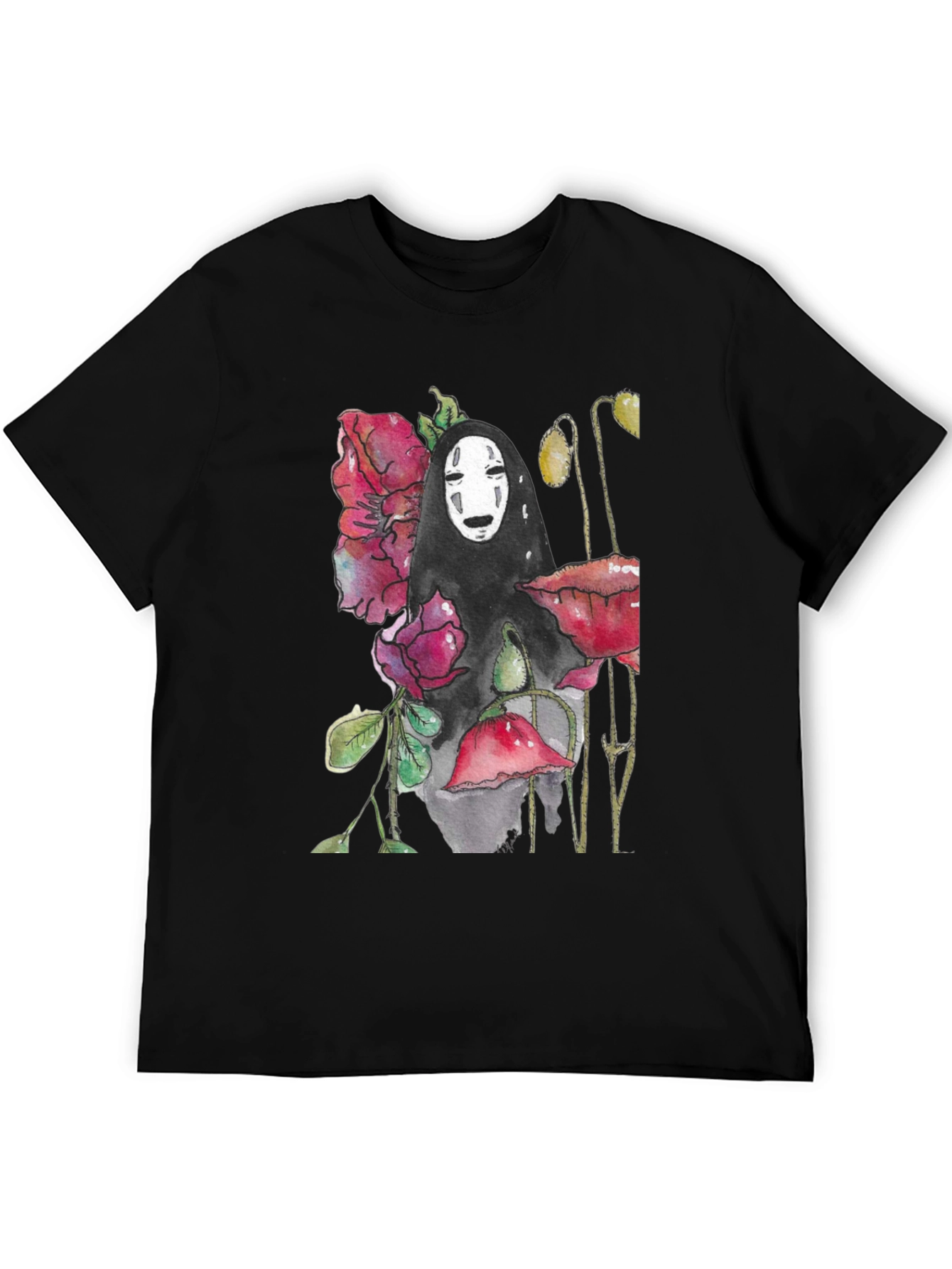 No Face Spirit Floral Graphic T-Shirt