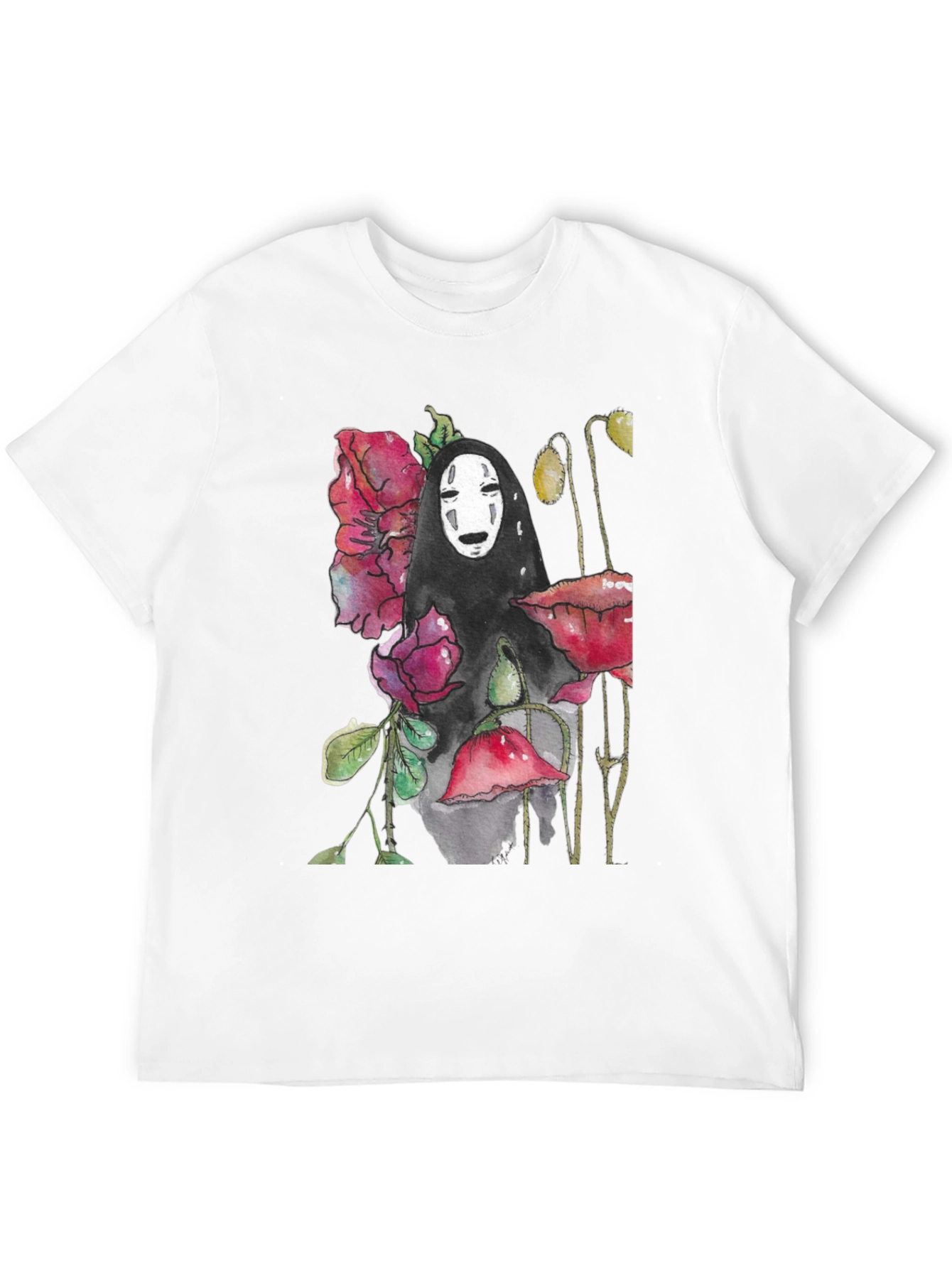 No Face Spirit Floral Graphic T-Shirt