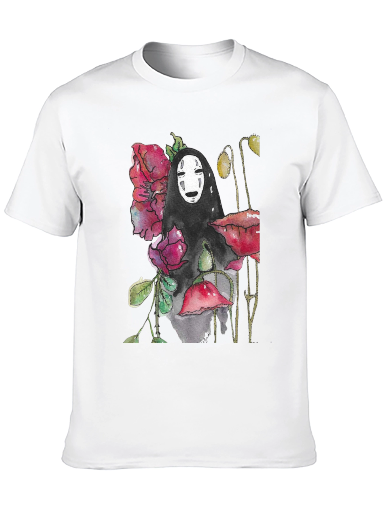 No Face Spirit Floral Graphic T-Shirt