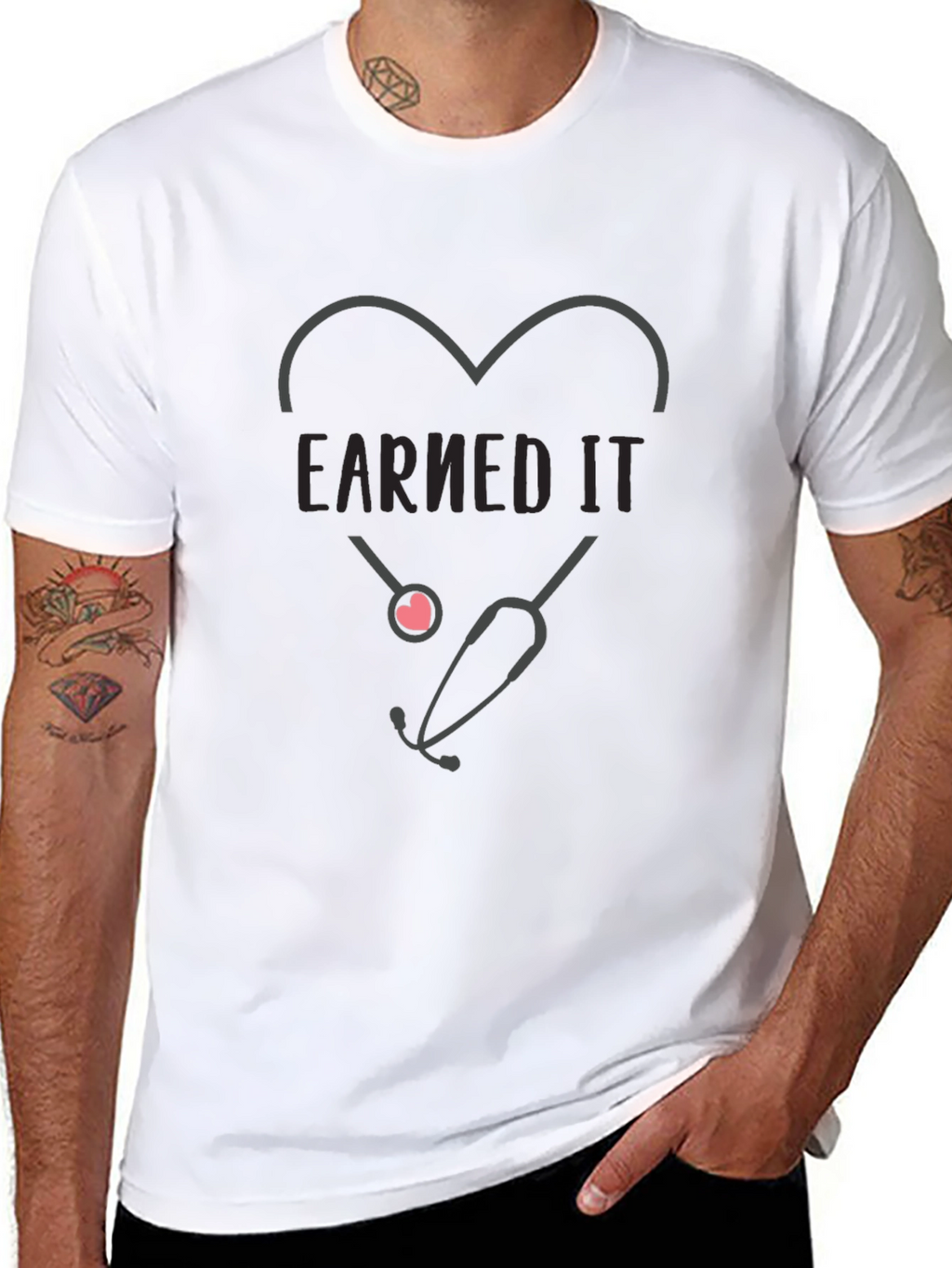 Earned It Nurse Heart Stethoscope Graphic Tee