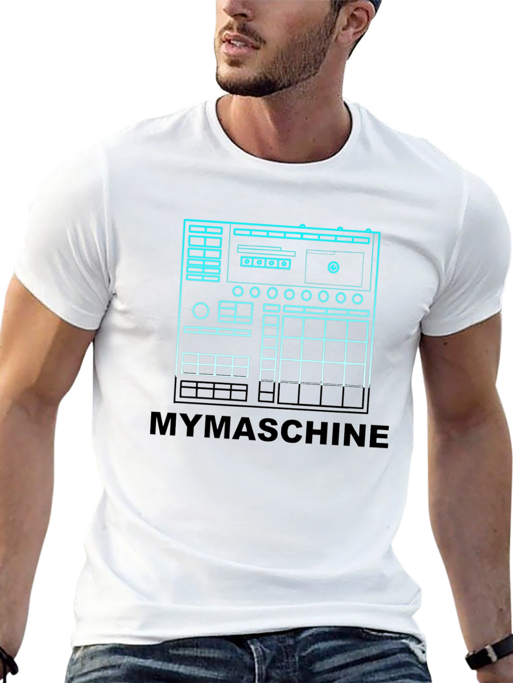 MYMASCHINE Black Graphic Tee - Music Producer Design