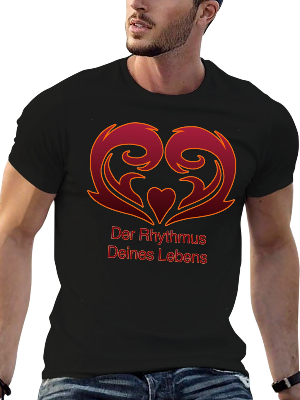 Heart Rhythm Graphic Black T-Shirt