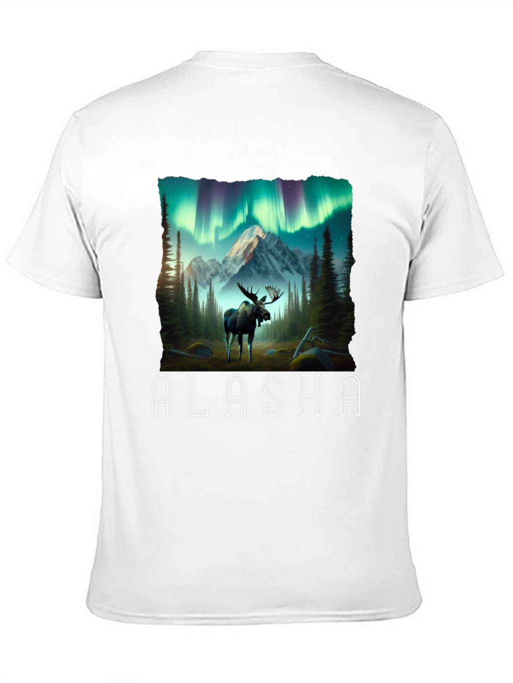Alaska Moose T-Shirt Northern Lights Graphic Tee