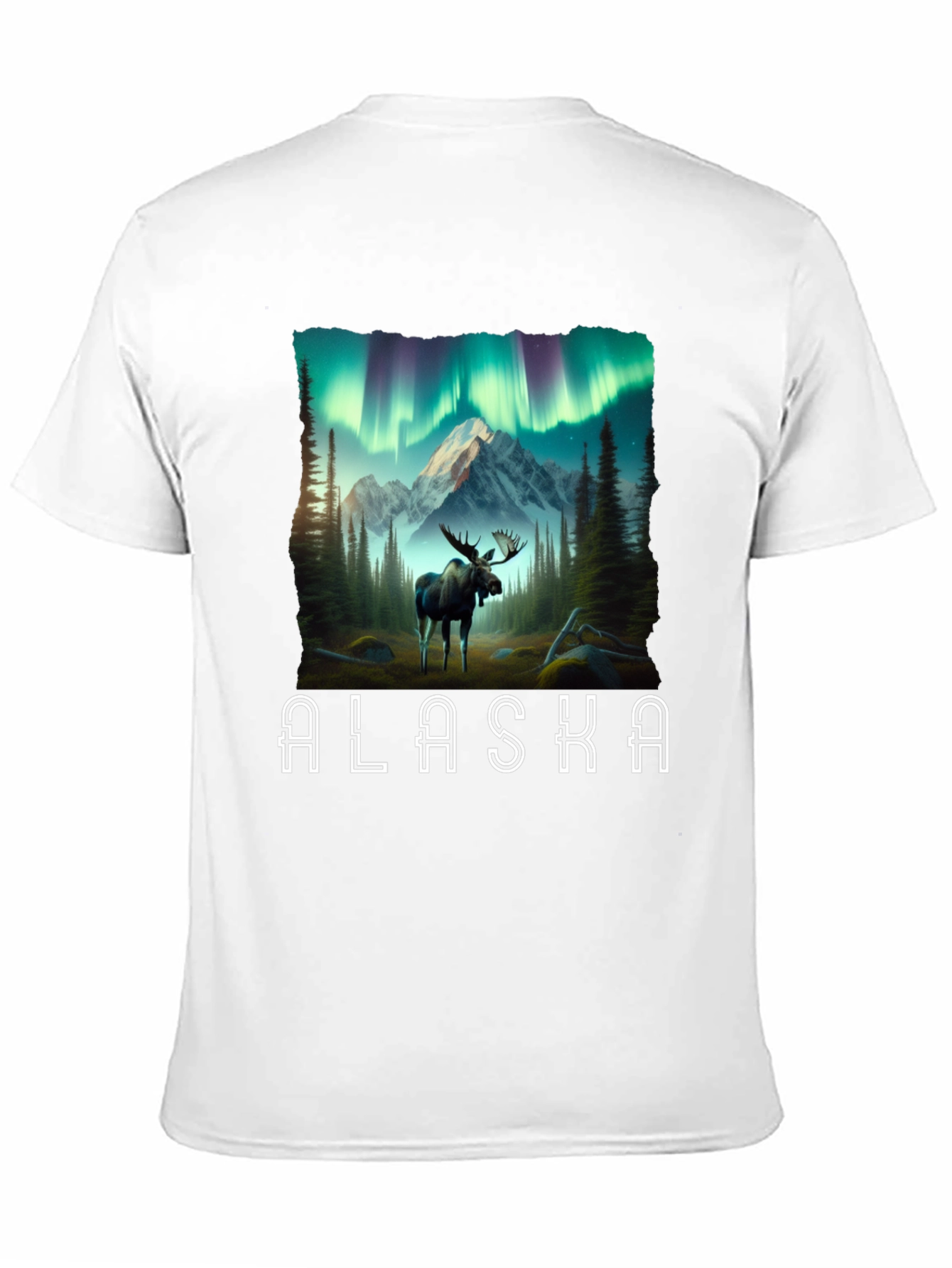 Alaska Moose T-Shirt Northern Lights Graphic Tee