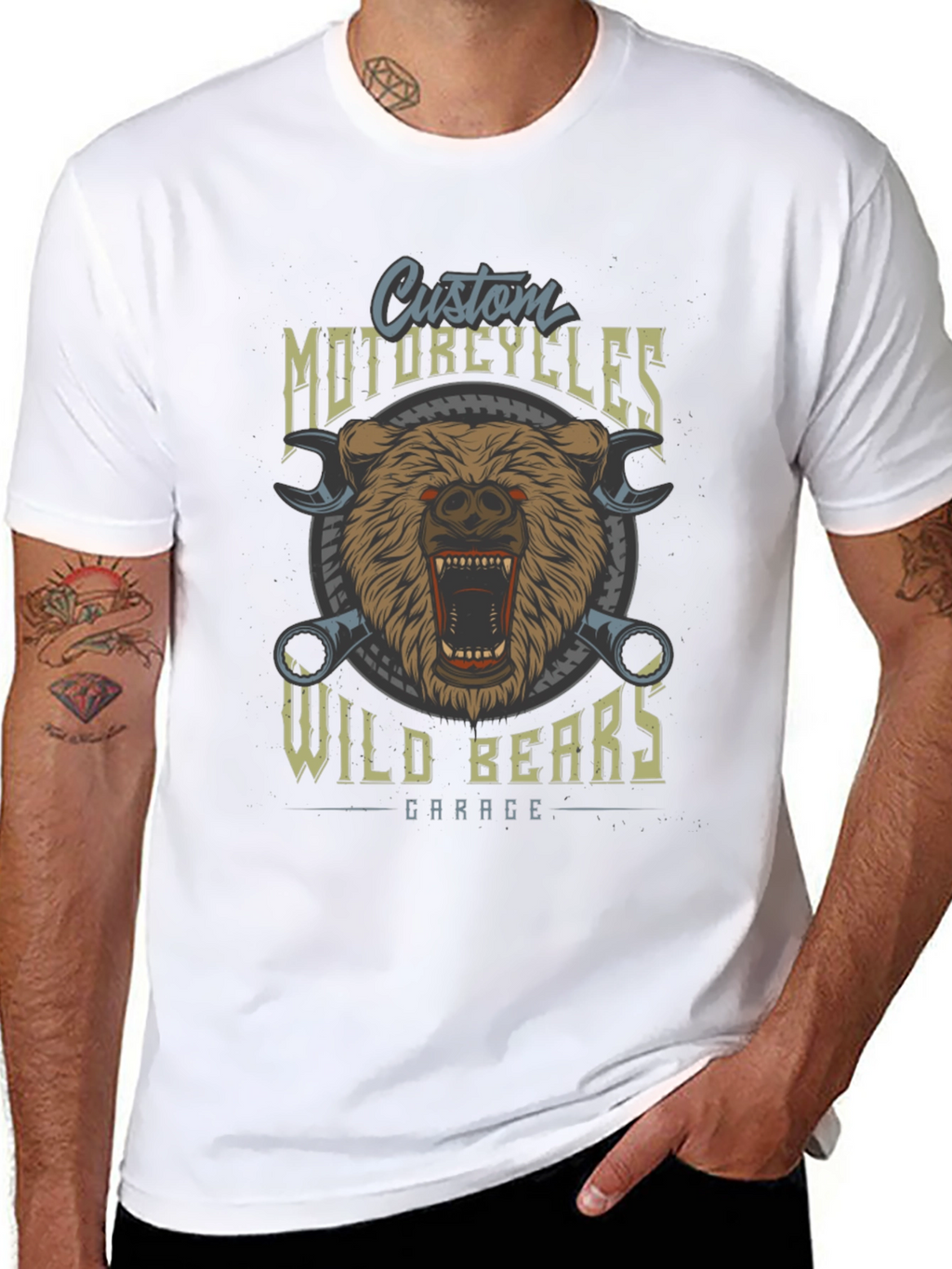 Wild Bears Garage Custom Motorcycle T-Shirt