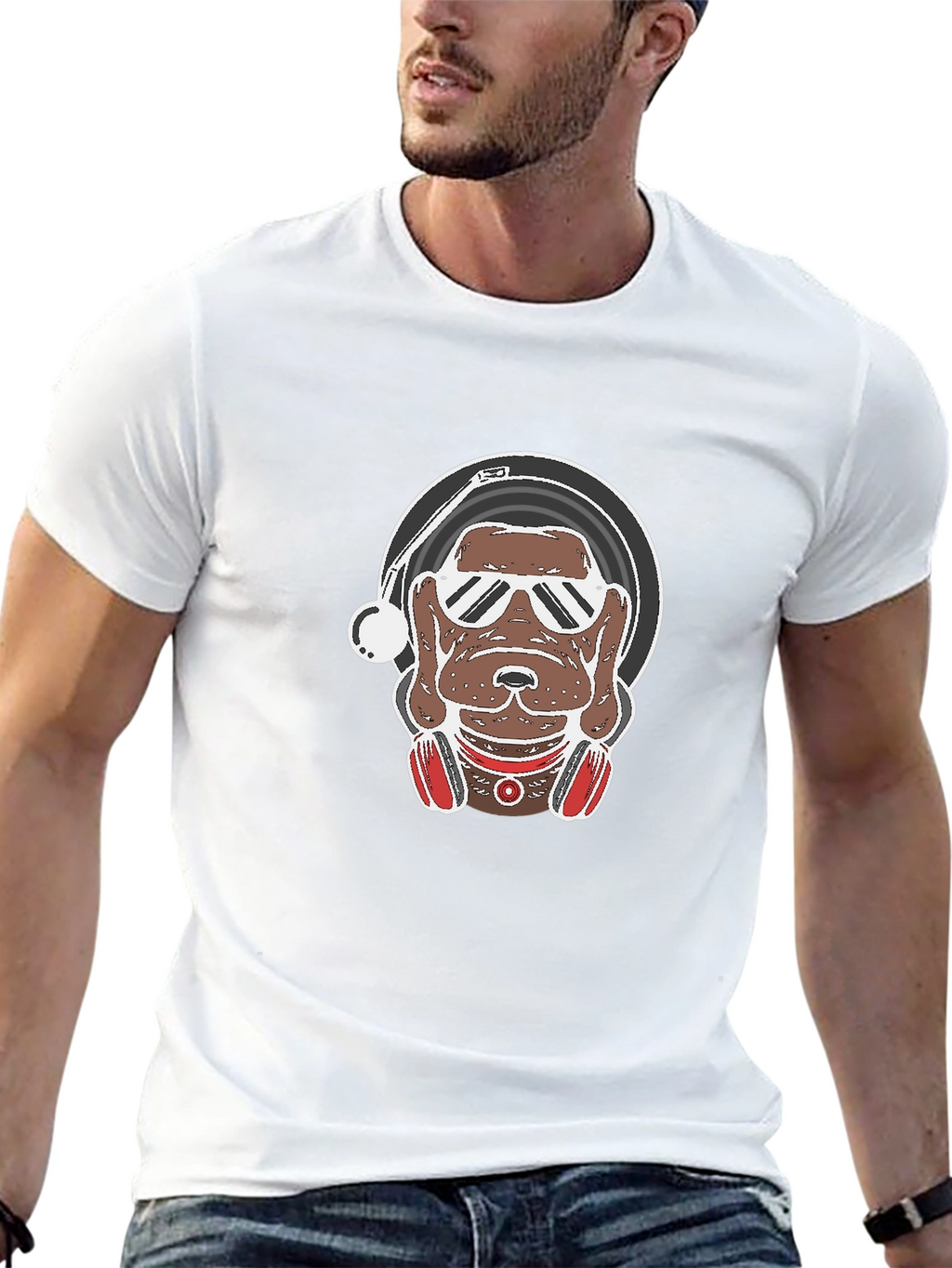 DJ Dog Graphic Tee - Cool Canine Vinyl Lover