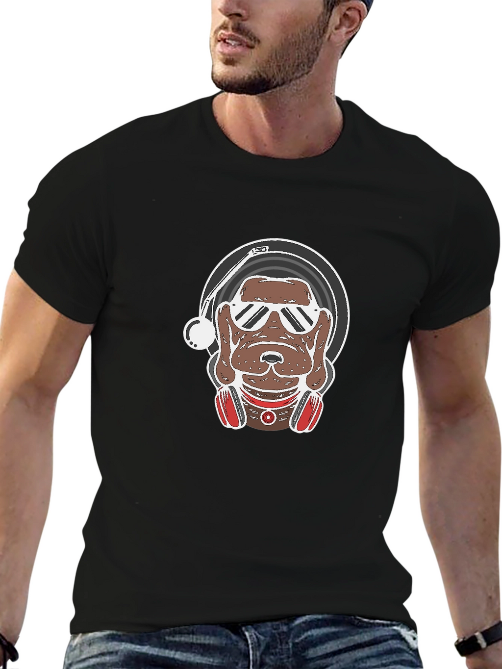DJ Dog Graphic Tee - Cool Canine Vinyl Lover