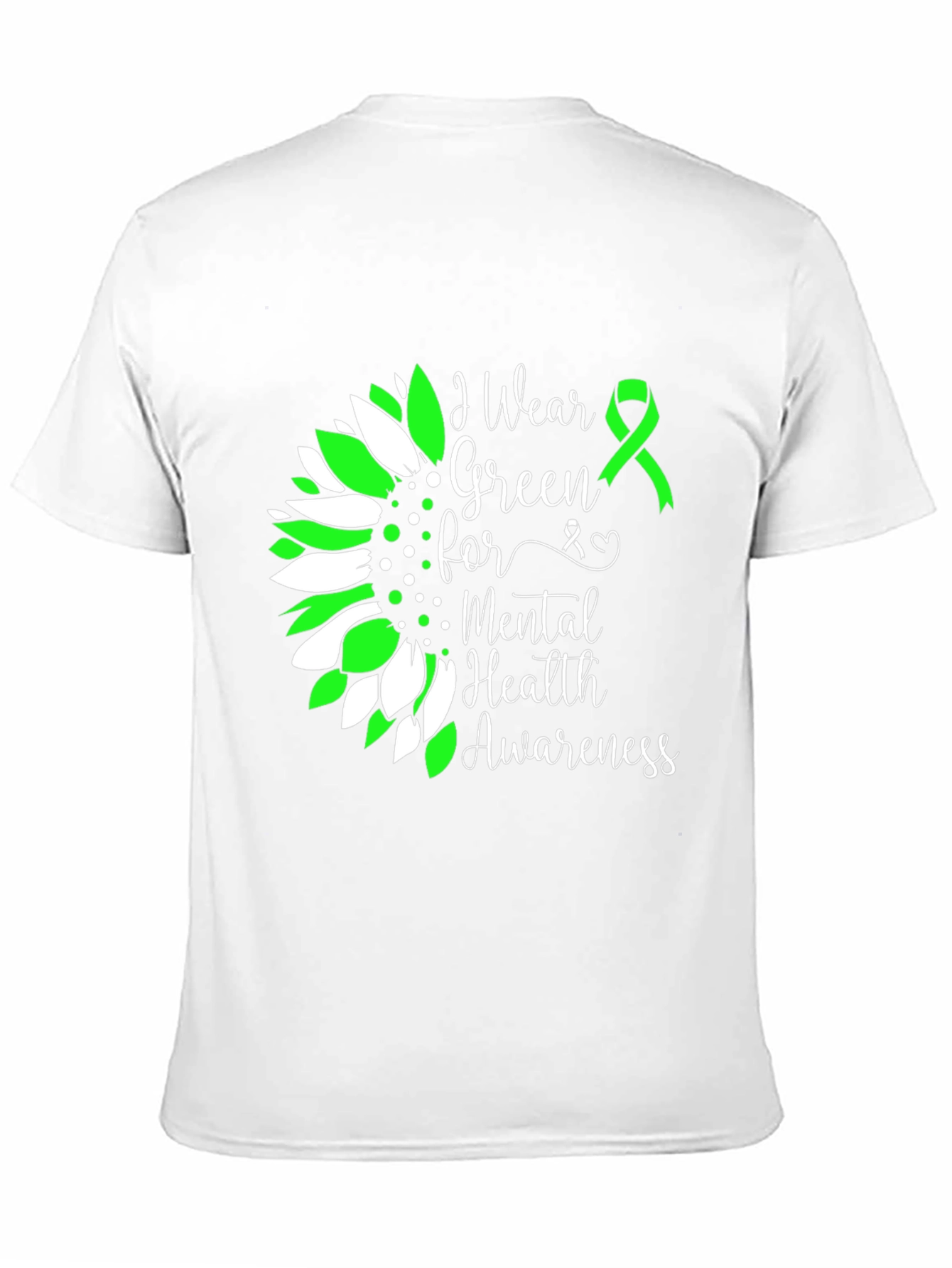 Mental Health Awareness T-Shirt Green Ribbon Sunflower