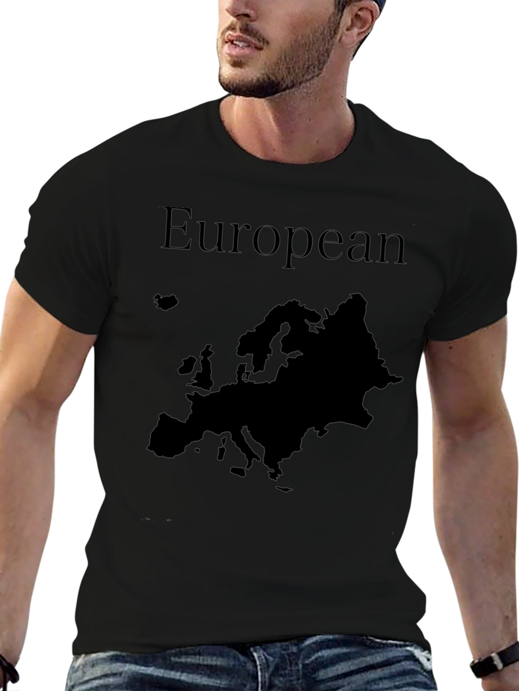 European Map Graphic T-Shirt - Black