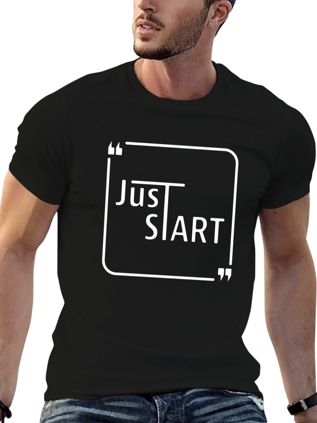 Just Start Black Graphic Tee