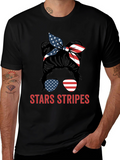 Stars & Stripes Messy Bun Patriotic T-Shirt