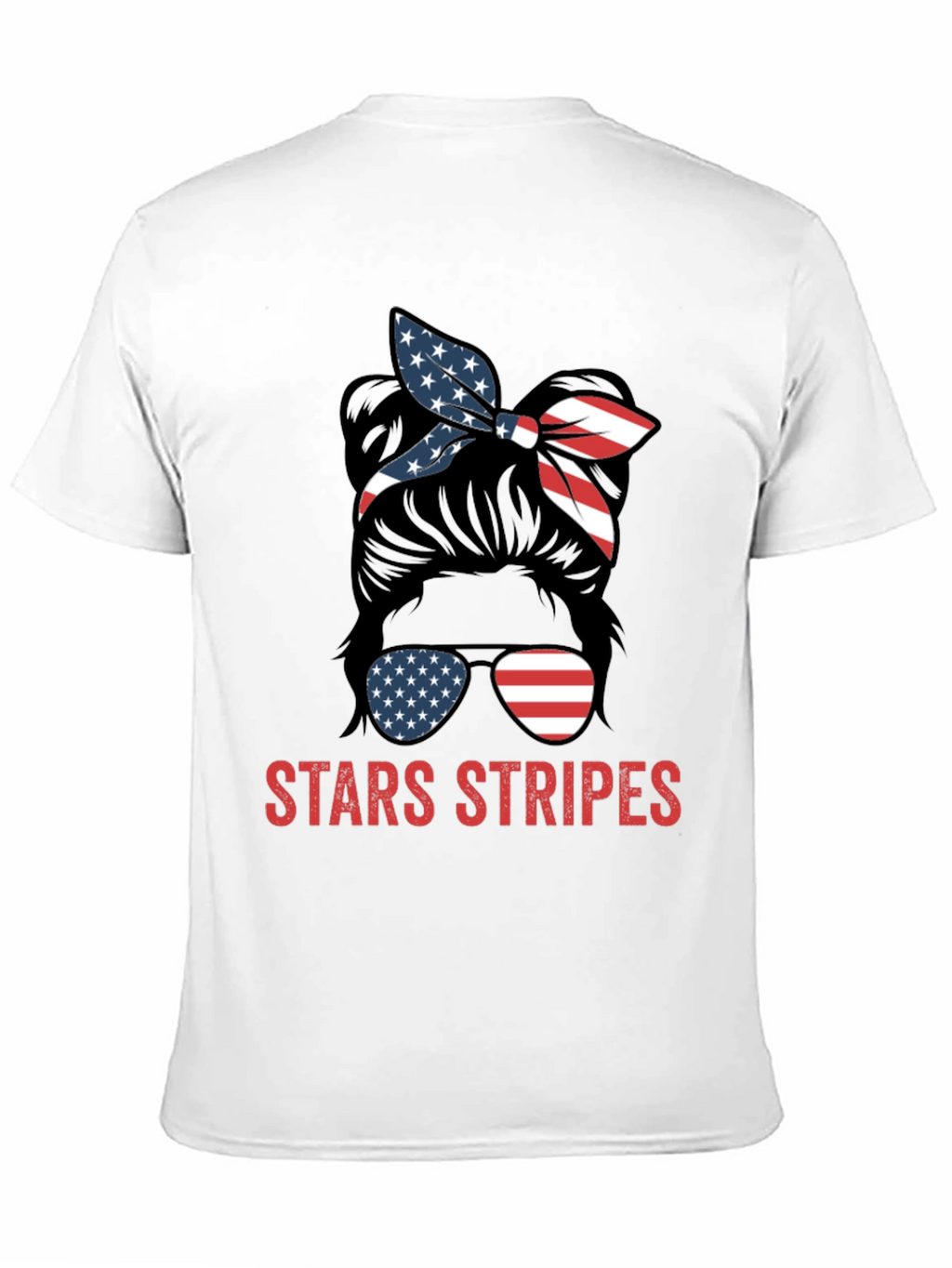 Stars & Stripes Messy Bun Patriotic T-Shirt