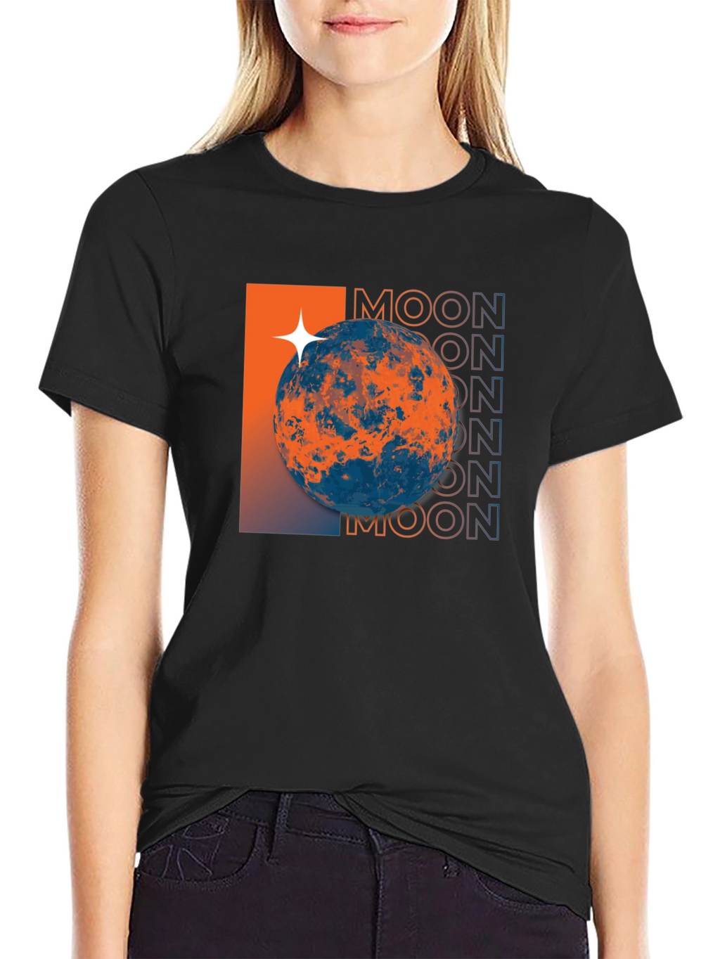 Moon Graphic Tee - Space Inspired Design
