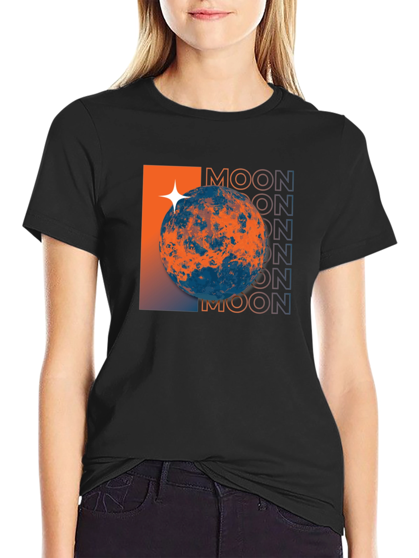 Moon Graphic Tee - Space Inspired Design