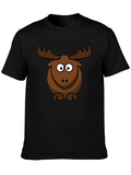Cute Cartoon Moose Graphic T-Shirt