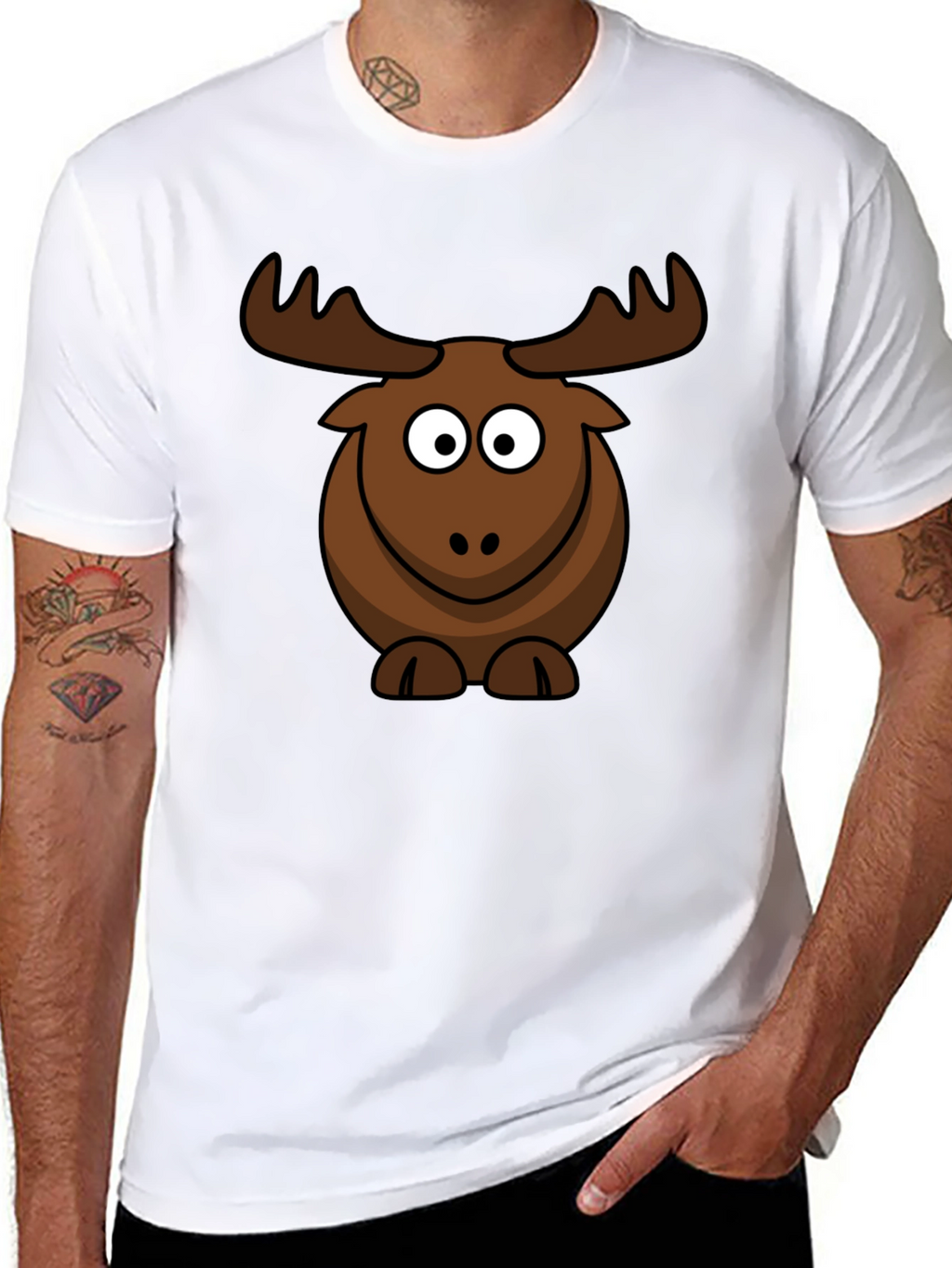 Cute Cartoon Moose Graphic T-Shirt