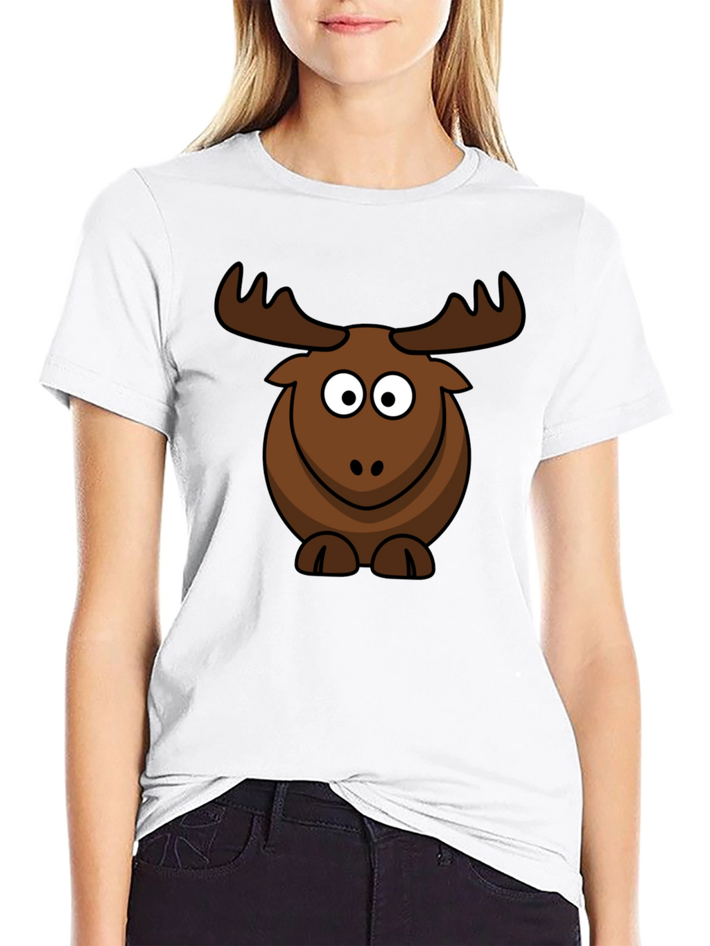 Cute Cartoon Moose Graphic T-Shirt