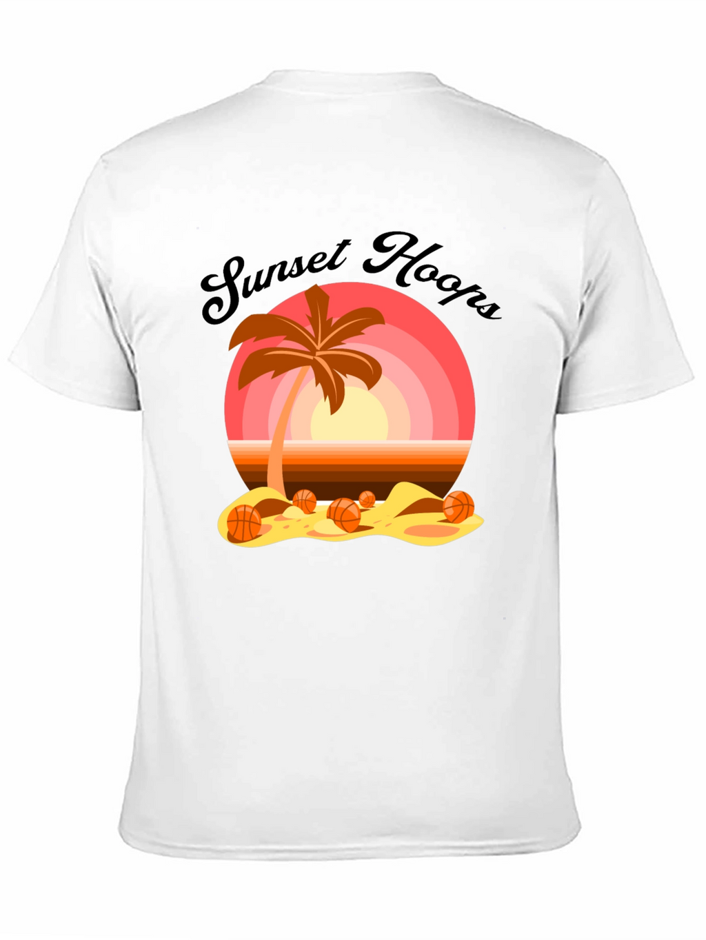 Sunset Hoops T-Shirt: Beach Basketball Vibes
