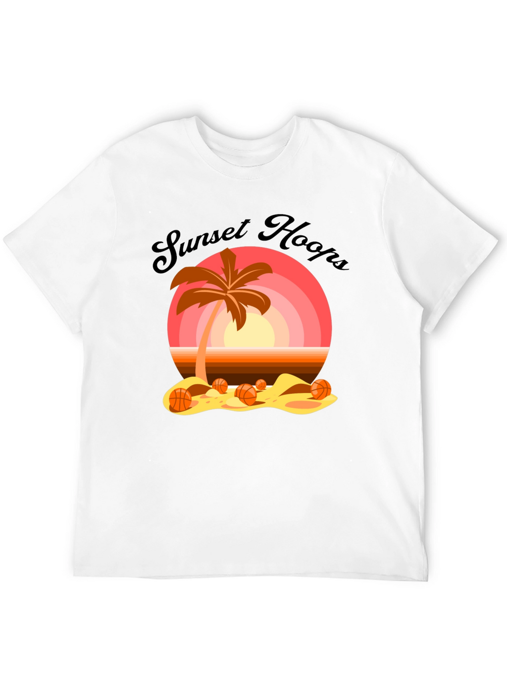 Sunset Hoops T-Shirt: Beach Basketball Vibes