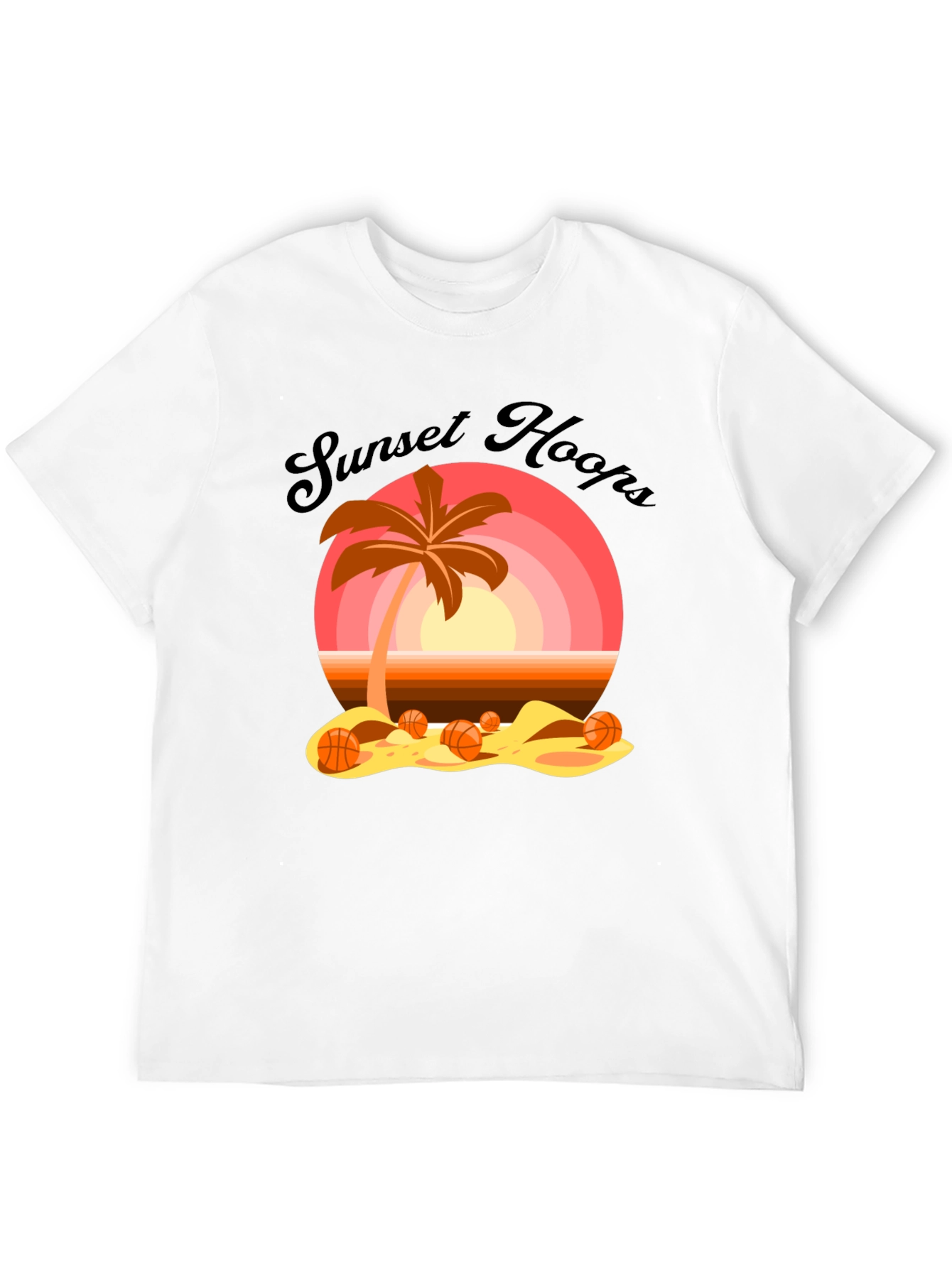 Sunset Hoops T-Shirt: Beach Basketball Vibes
