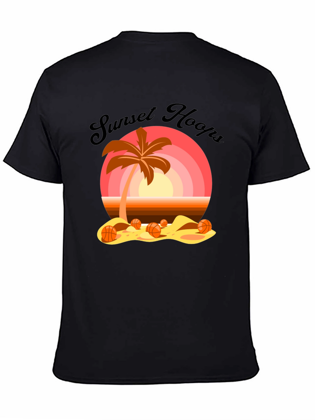 Sunset Hoops T-Shirt: Beach Basketball Vibes