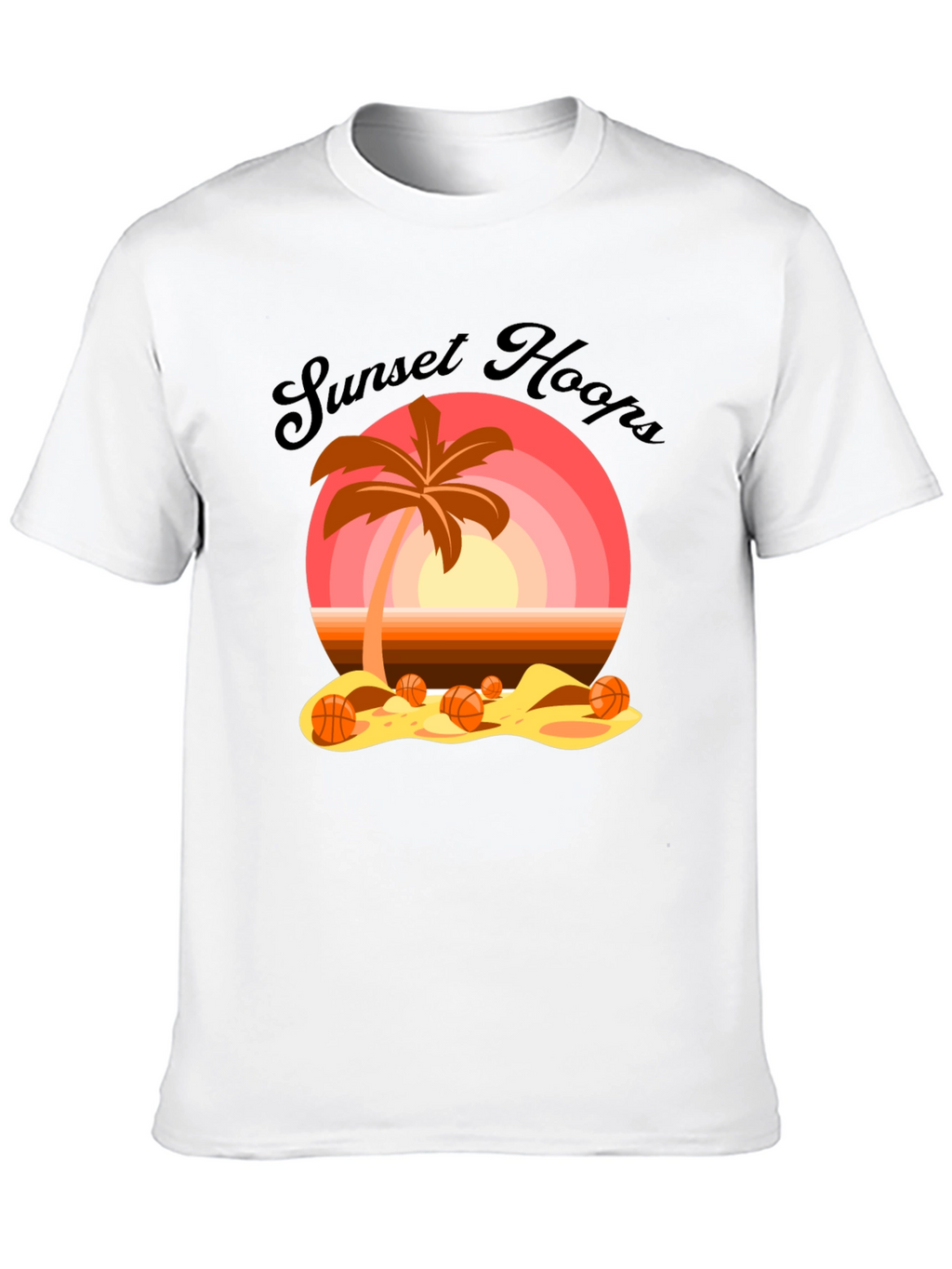 Sunset Hoops T-Shirt: Beach Basketball Vibes