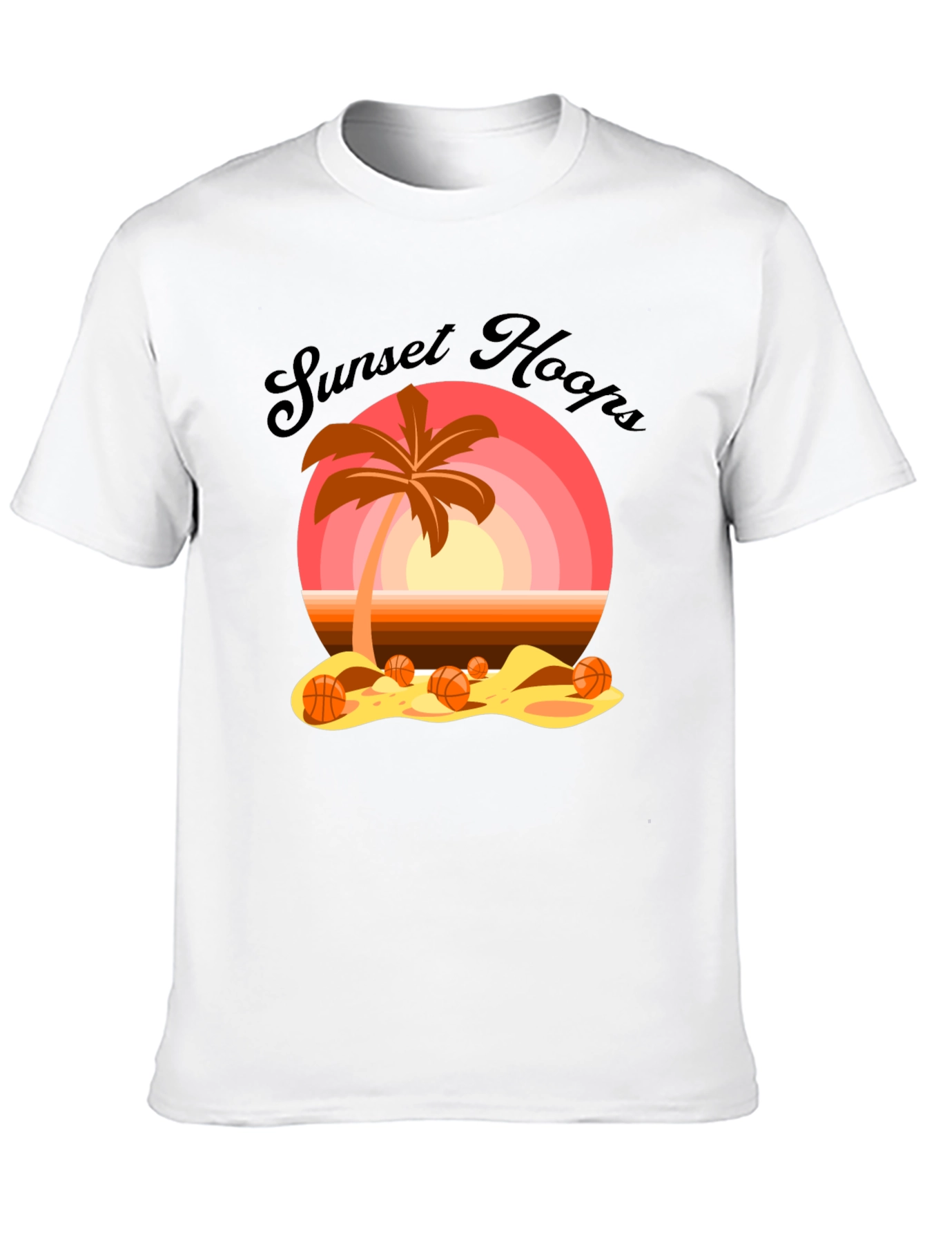 Sunset Hoops T-Shirt: Beach Basketball Vibes