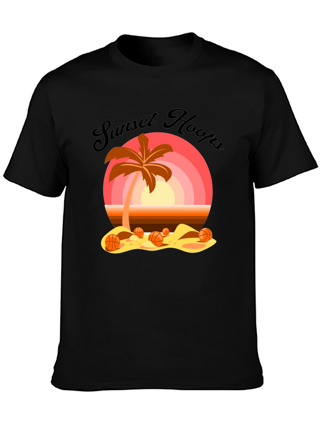 Sunset Hoops T-Shirt: Beach Basketball Vibes