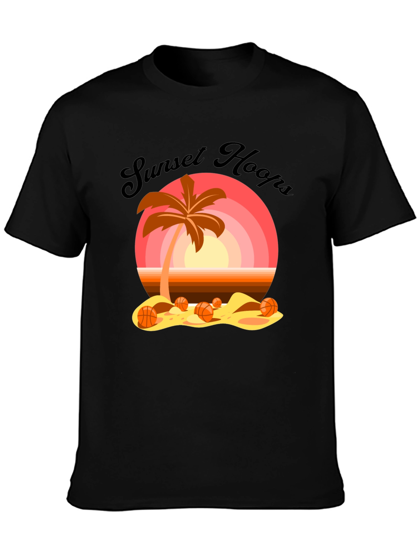 Sunset Hoops T-Shirt: Beach Basketball Vibes