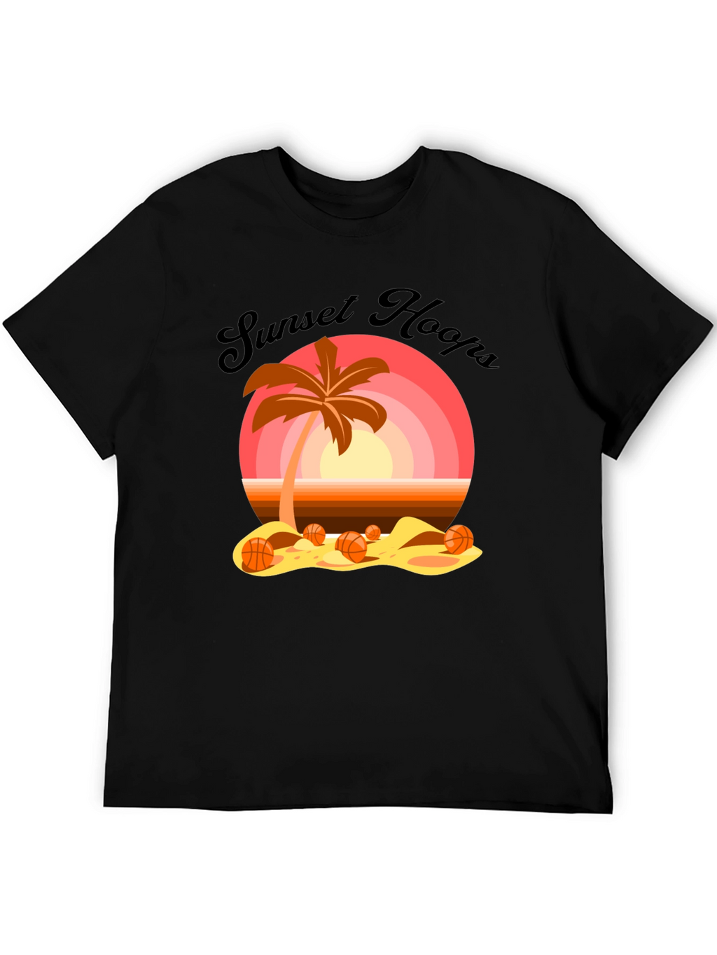 Sunset Hoops T-Shirt: Beach Basketball Vibes