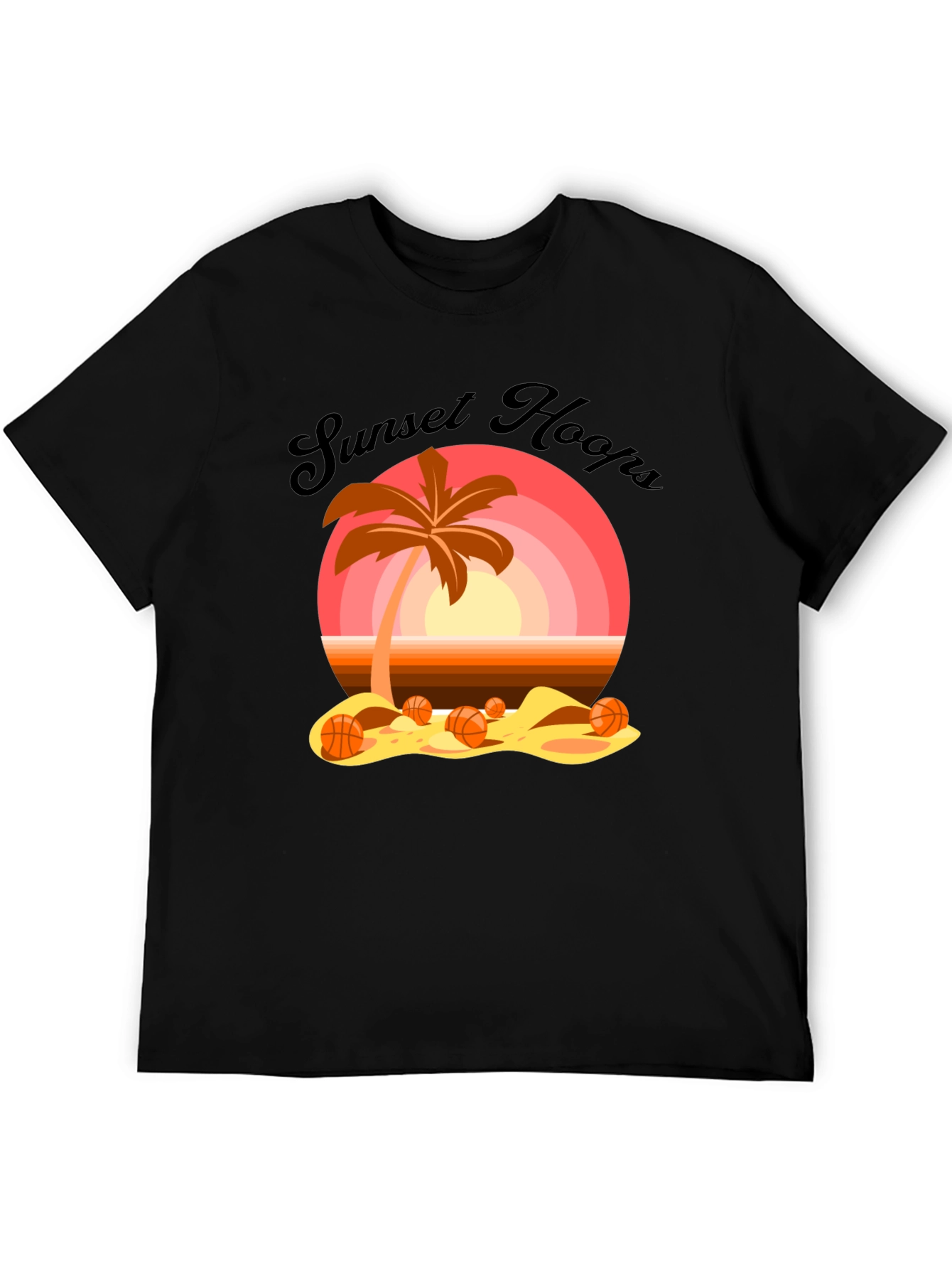 Sunset Hoops T-Shirt: Beach Basketball Vibes