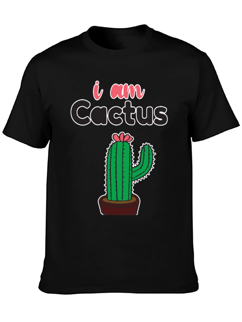 I am Cactus Graphic Print Black T-Shirt