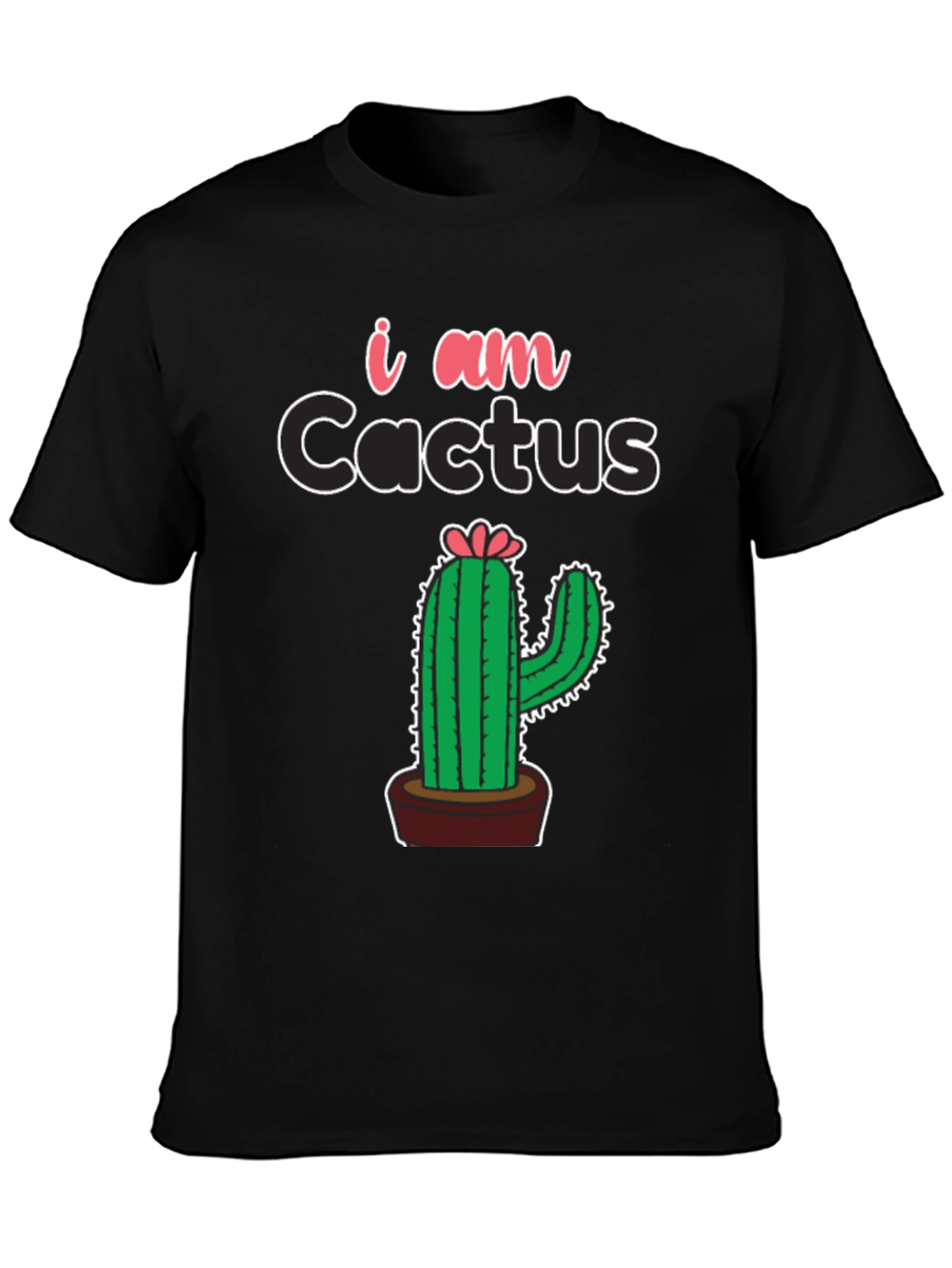 I am Cactus Graphic Print Black T-Shirt