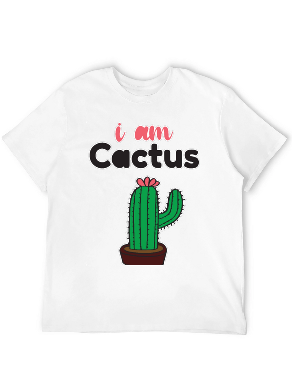 I am Cactus Graphic Print Black T-Shirt
