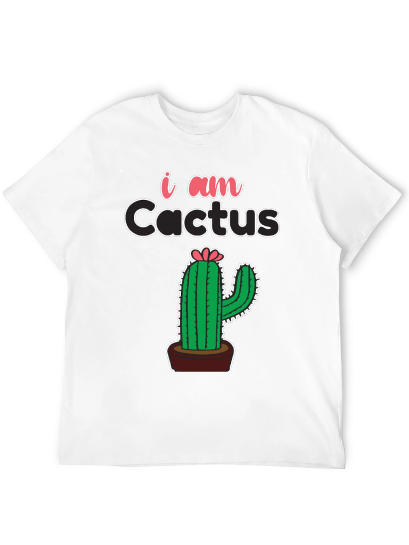 I am Cactus Graphic Print Black T-Shirt