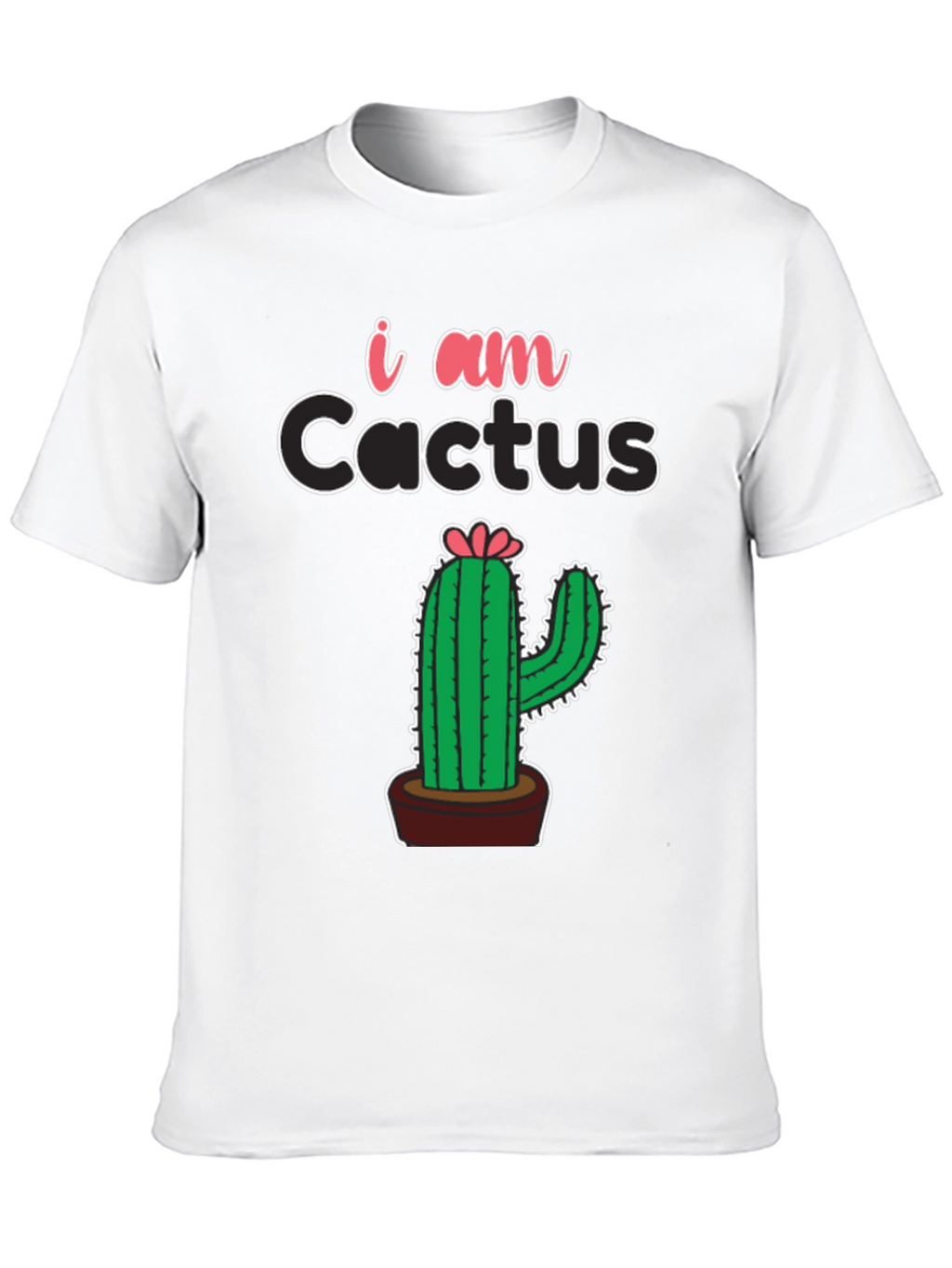 I am Cactus Graphic Print Black T-Shirt