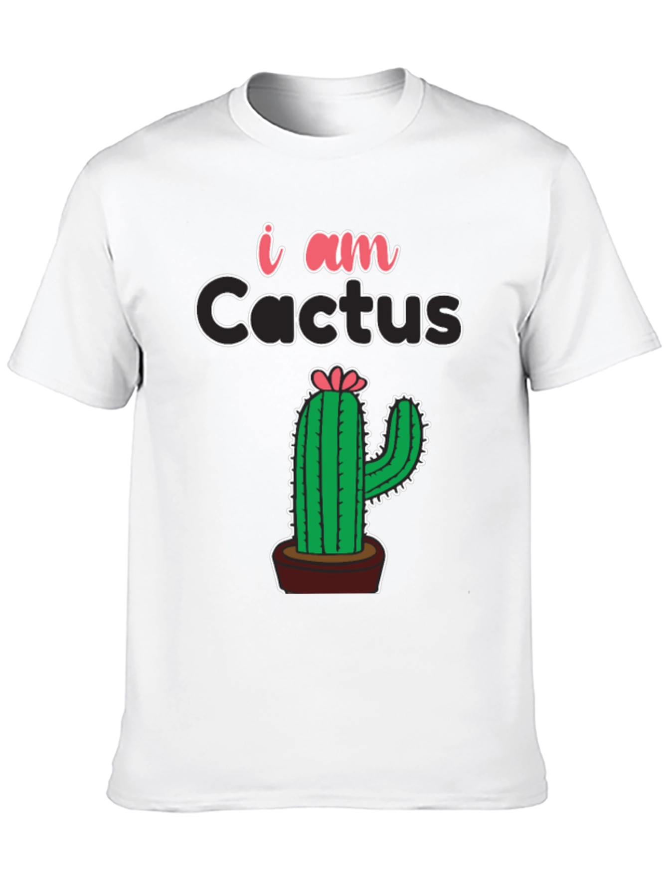 I am Cactus Graphic Print Black T-Shirt