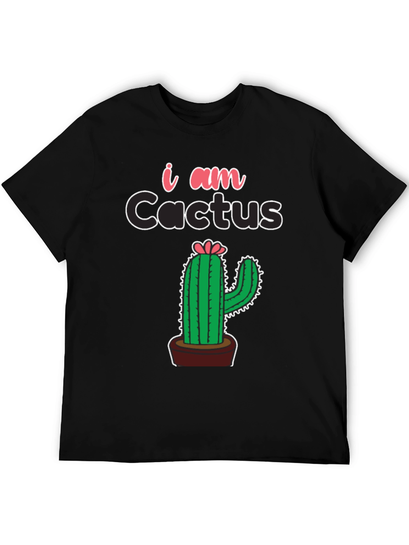 I am Cactus Graphic Print Black T-Shirt