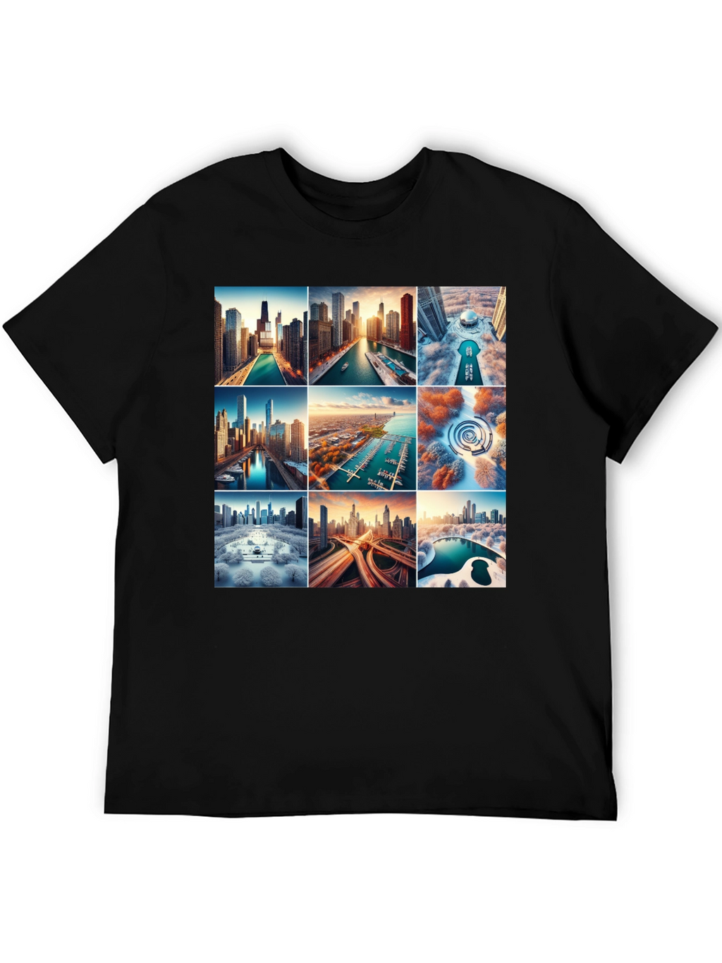 Cityscape Collage Graphic T-Shirt