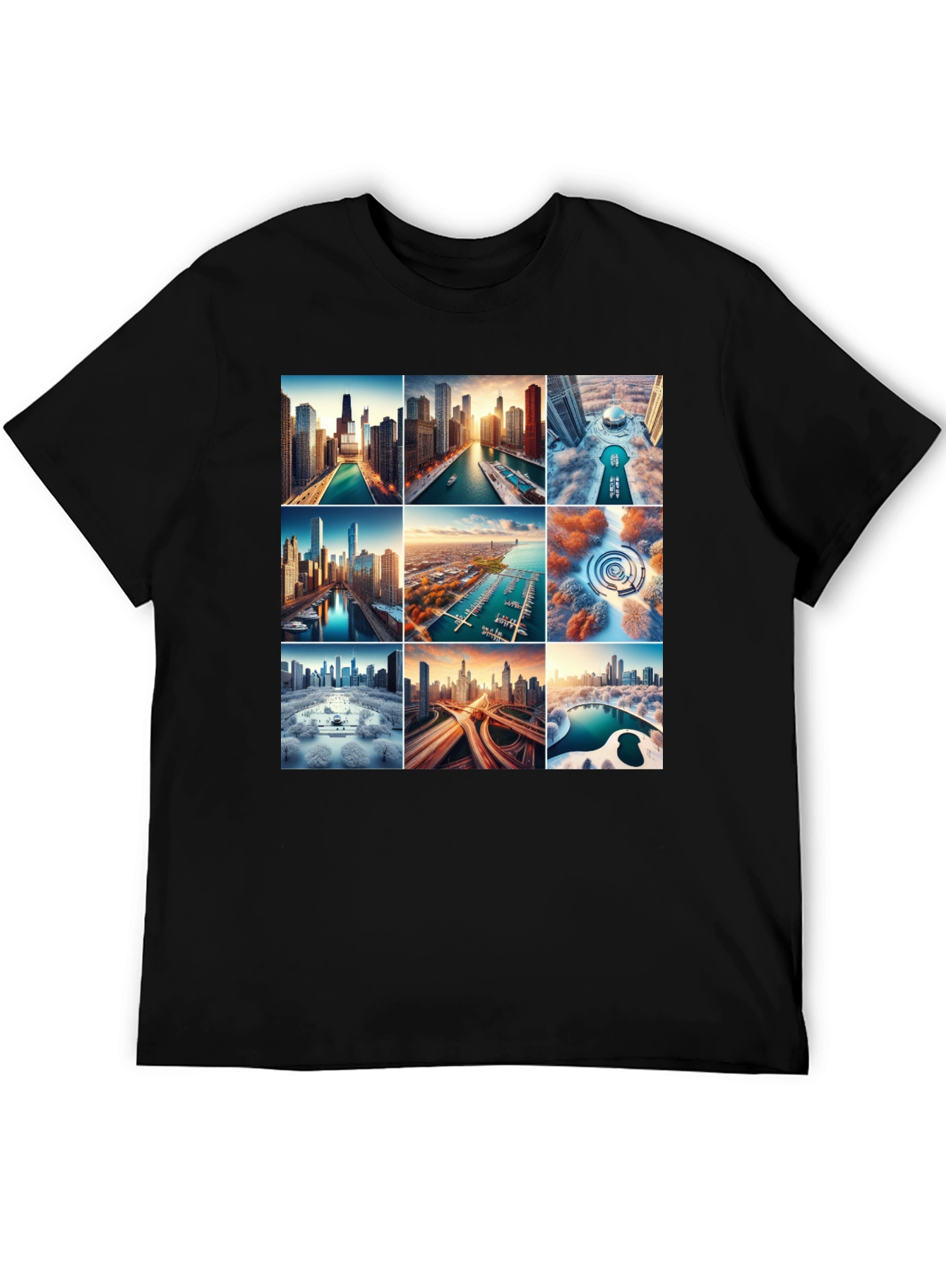 Cityscape Collage Graphic T-Shirt