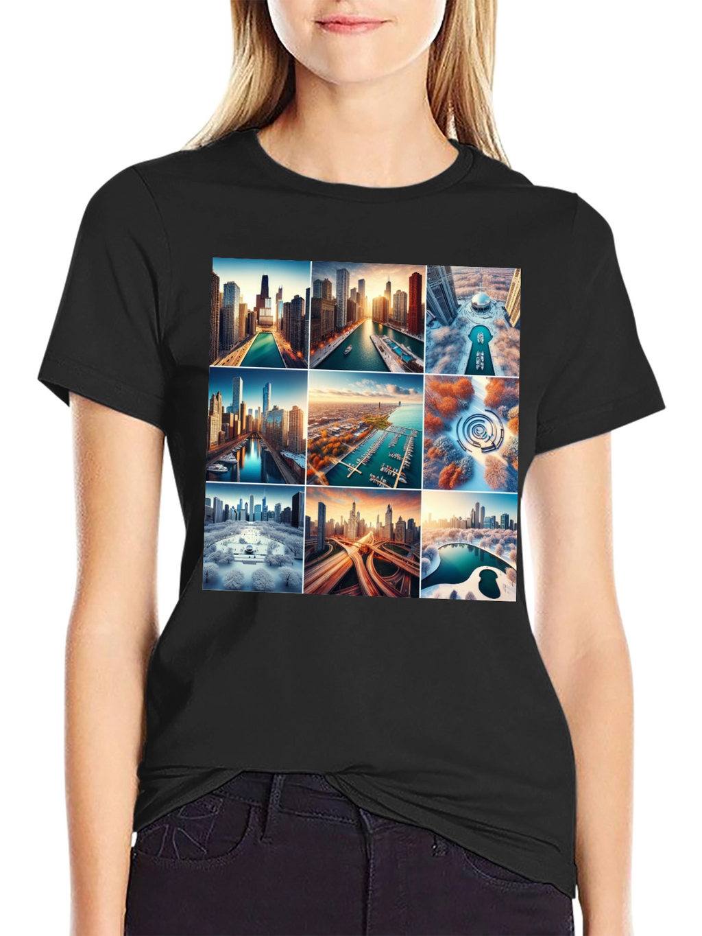 Cityscape Collage Graphic T-Shirt