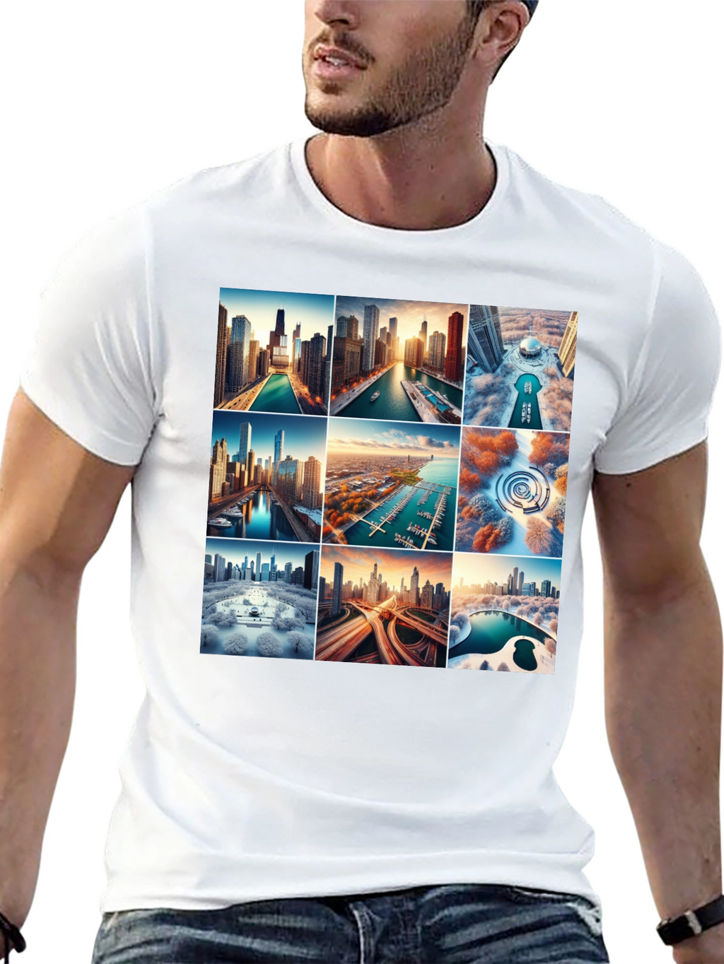 Cityscape Collage Graphic T-Shirt