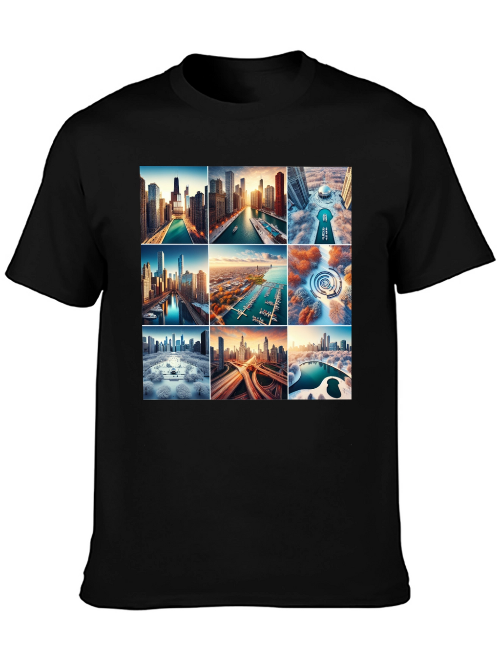 Cityscape Collage Graphic T-Shirt