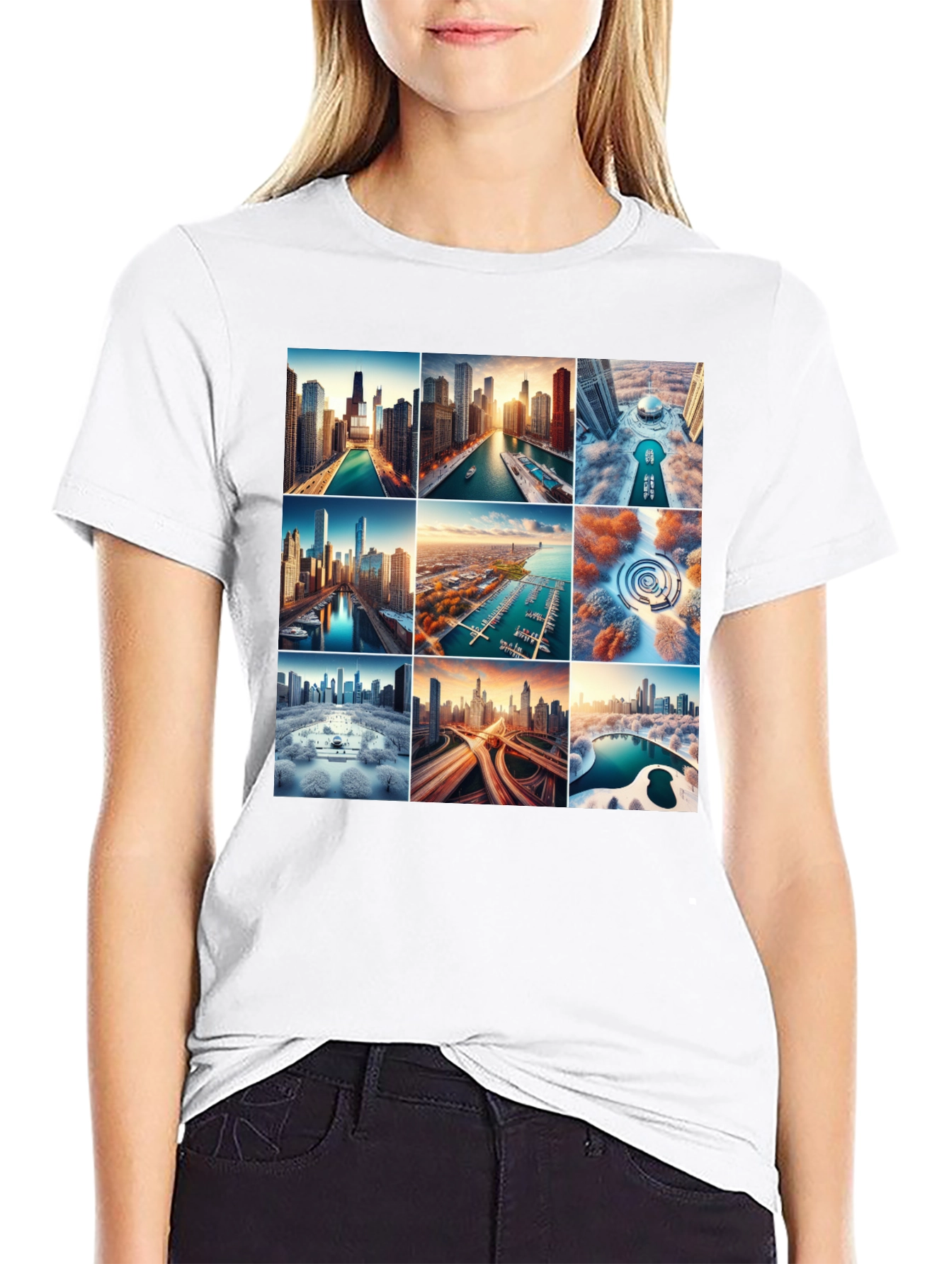 Cityscape Collage Graphic T-Shirt
