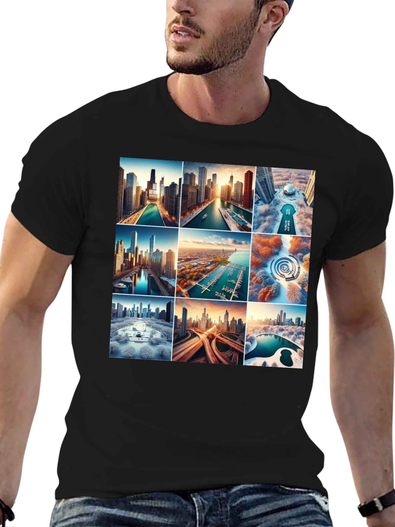 Cityscape Collage Graphic T-Shirt