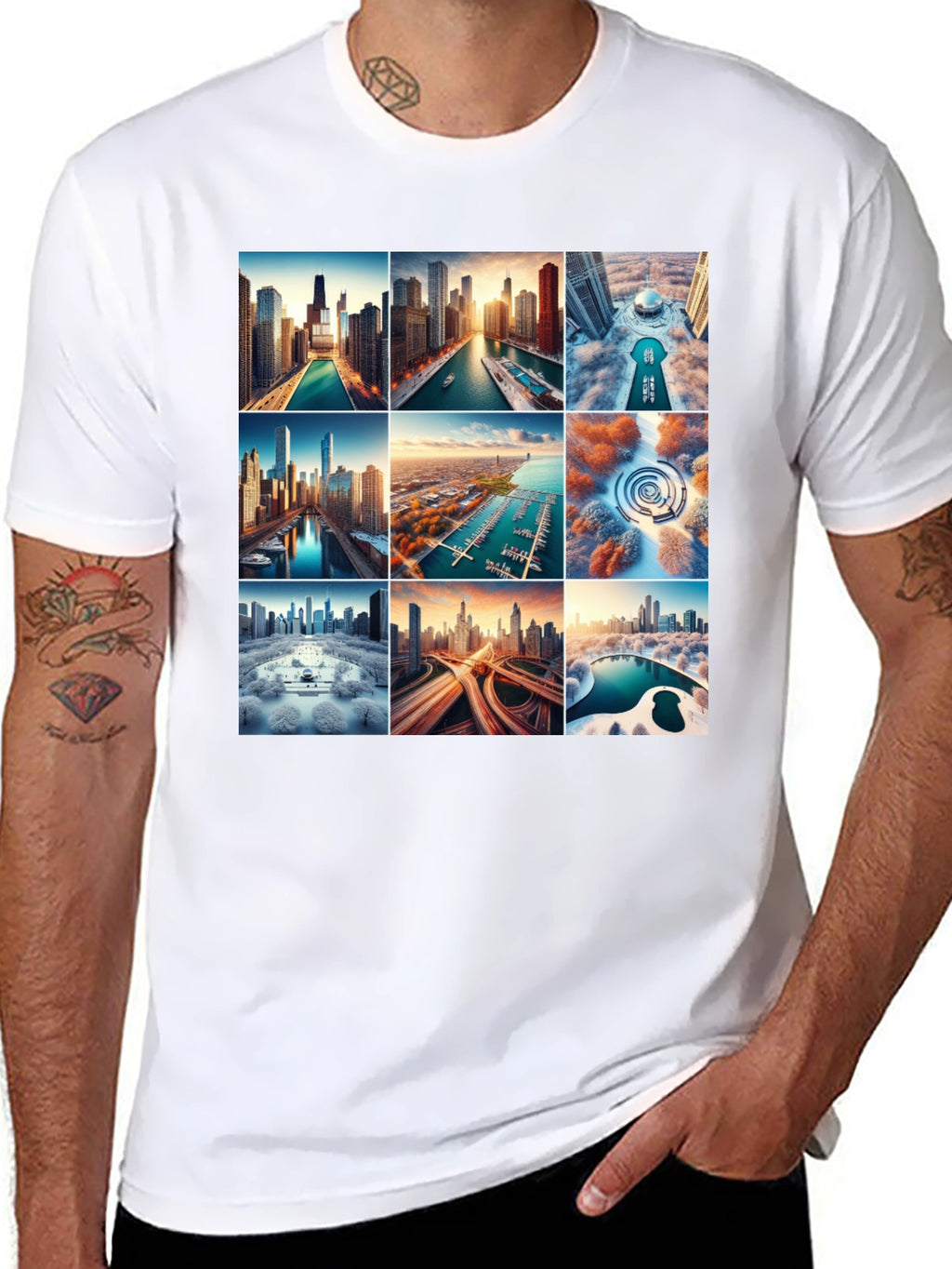 Cityscape Collage Graphic T-Shirt
