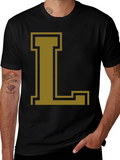 Letter L Graphic Tee - Casual Black T-Shirt